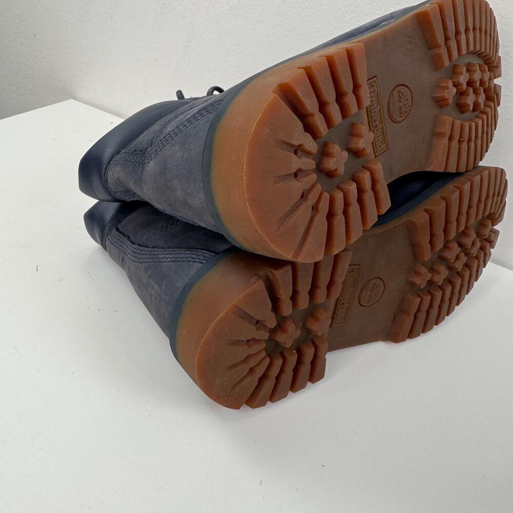 TIMBERLAND Boys Boots 6 Navy Blue Nubuck Premium Waterproof 6" Combat Boot 3793A - Picture 8 of 9